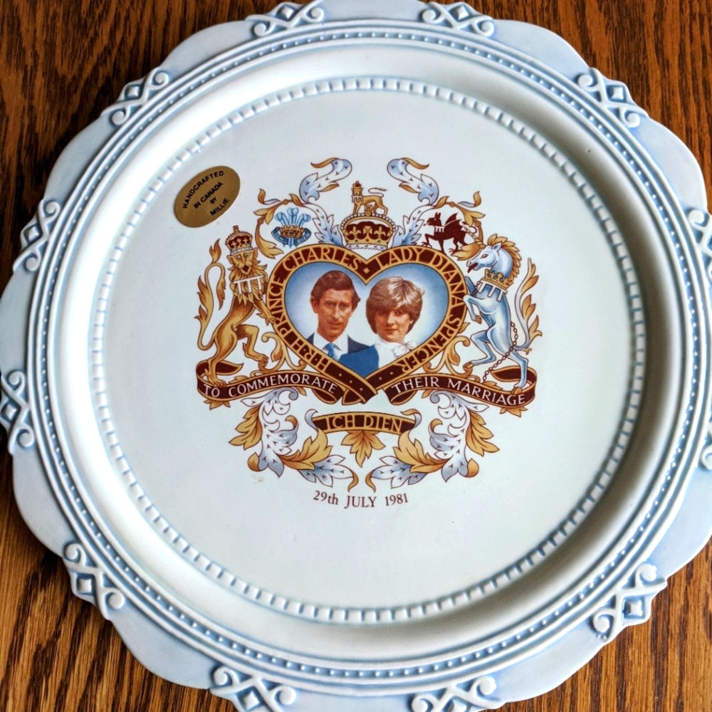 Hand crafted Prince Charles and Lady Diana 1981 plate